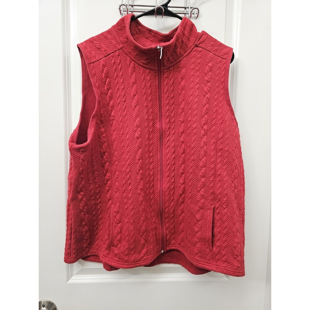 Womens Leo Nicole XL zip front chunky sweater vest fall autumn cottagecore red